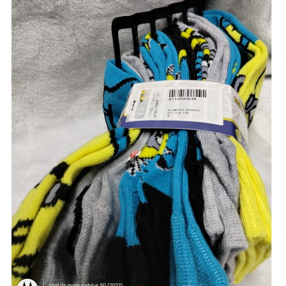Minions Mens Crew Socks 6 Pair Pack‎ Shoe Size 6-12 Blue Yellow Grey New
